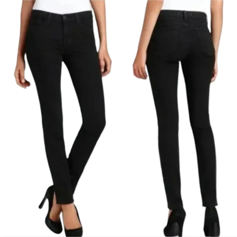 J Brand Womens Skinny Jeans Black Mid‎ Rise Slim Fit Made in USA Size 28